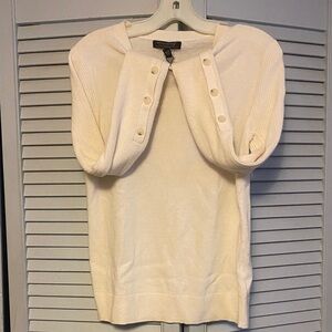 Banana Republic Cream sleeve -Shoulder Knit Top Merino wool small